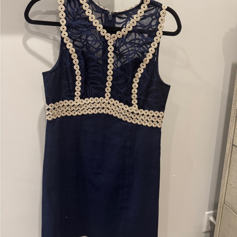 Lilly Pulitzer Navy Blue & Gold Lace Dress
